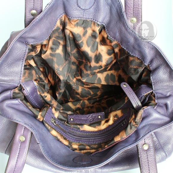 B. Makowsky Hobo Bag Shoulder Bag Purple Pebbled Leather Silver Hardware - Picture 8 of 9